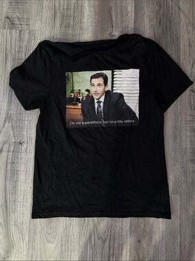 The office Graphic Black Men’s Tee with Desk Scene Print